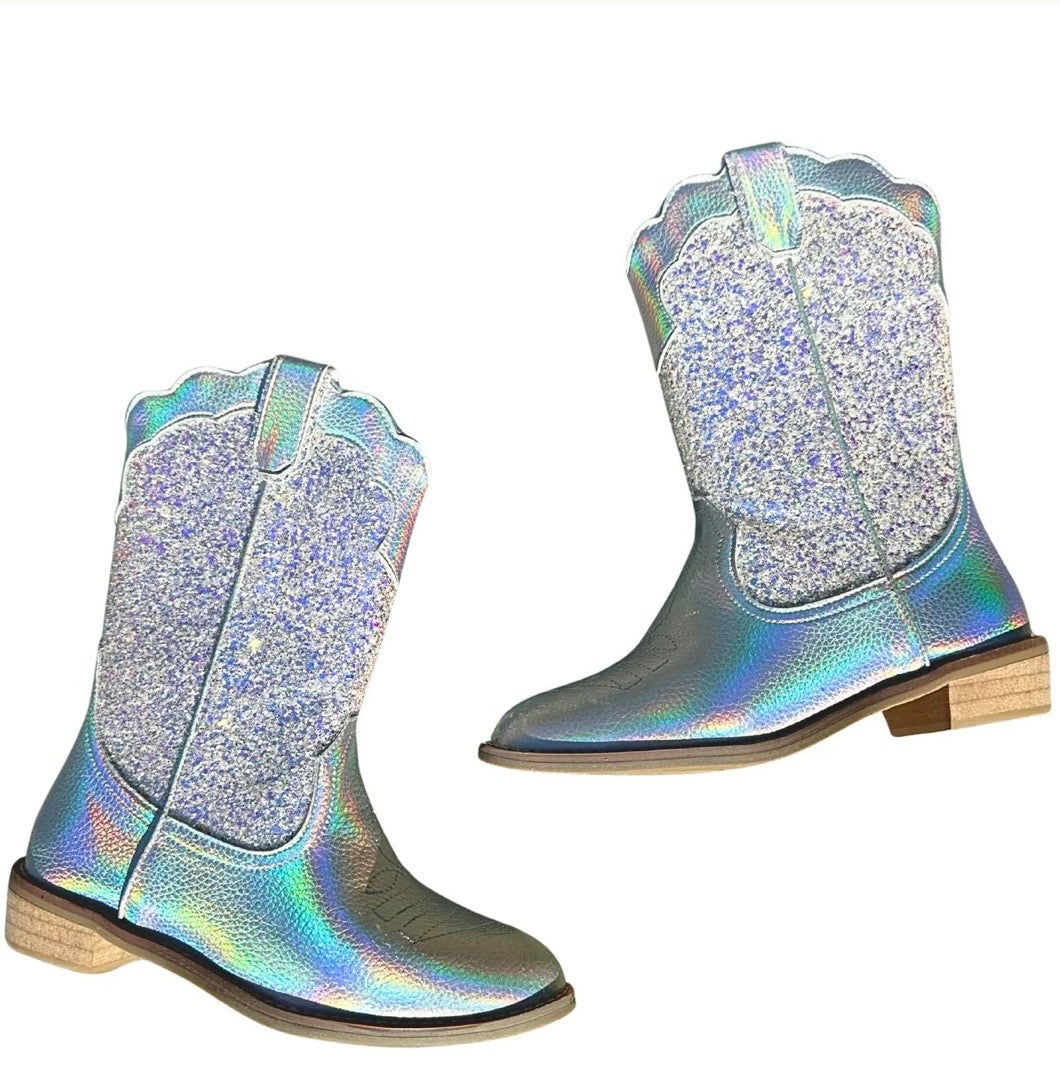 Iridescent Silver Boots